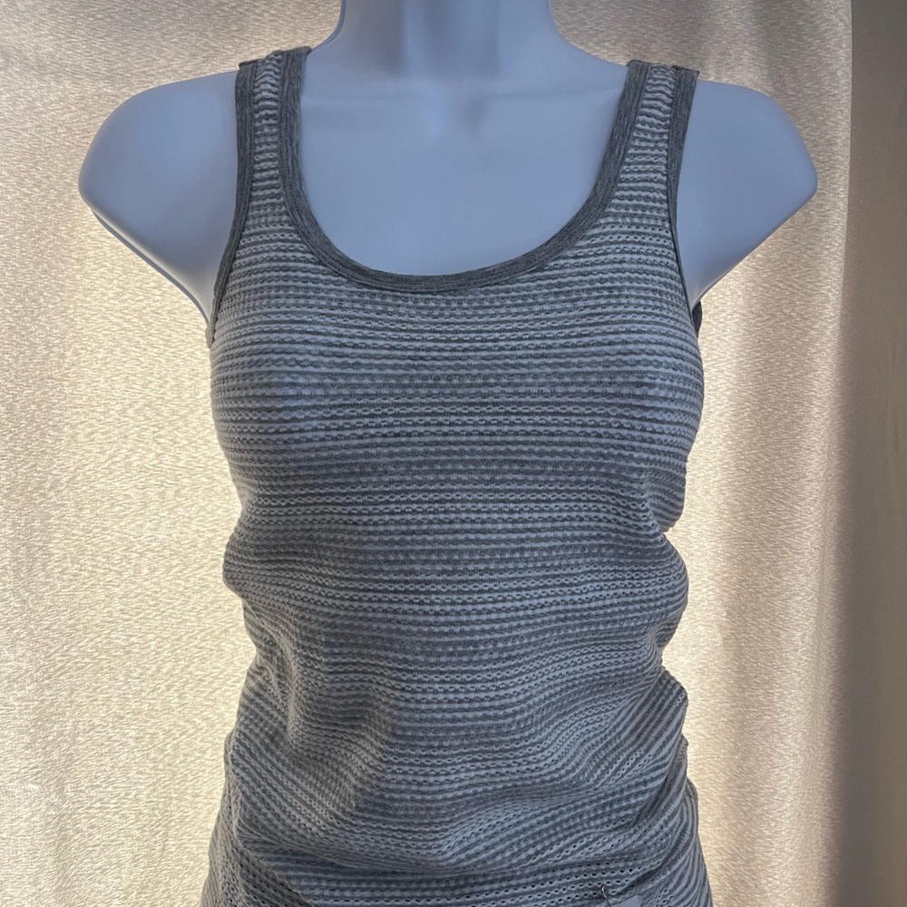 Athleta Gray Striped Tank Top